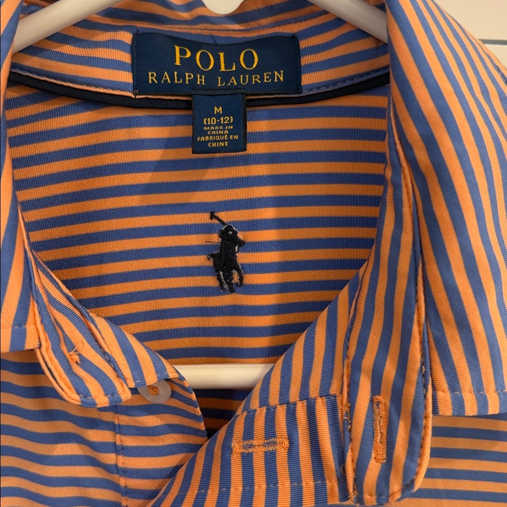 Polo by Ralph Lauren Boys Striped Orange and Blue Short-Sleeve Polo, golf shirt